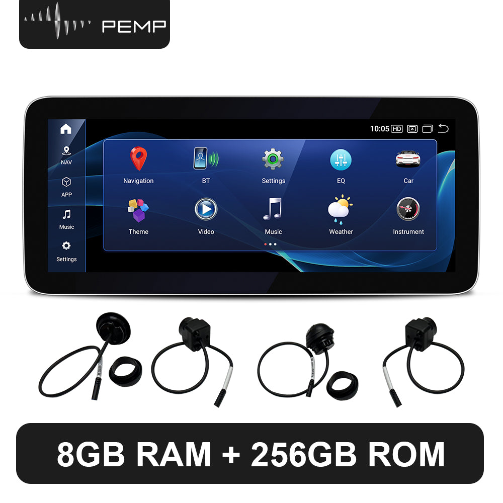 PEMP (7613) W212 Android 13 12.3" 8+128GB Blue Anti-Glare Car Radio Multimedia Screen, Snapdragon 685 8-core CPU, Support Carplay Android Auto for Mercedes-Benz 2012-2015 E200 E300 E400 E63 NTG4.5 System