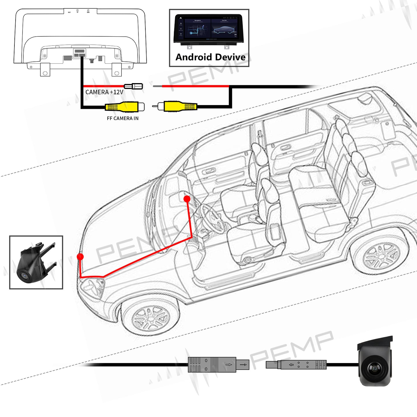 PEMP (8065) for BMW F30 Front Camera AHD 1080P 30FPS HD Camera