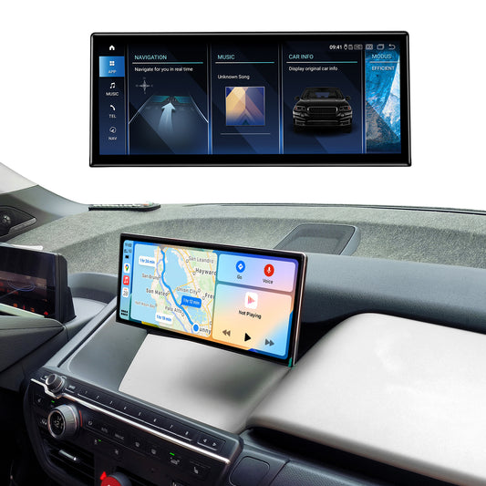 PEMP (5603) Ultra-Thin 12.3" Android 13 Screen for BMW i3 l01 NBT (2013-2017) Wireless and Wired CarPlay Android Auto Screen Calls Using The OEM Microphone.