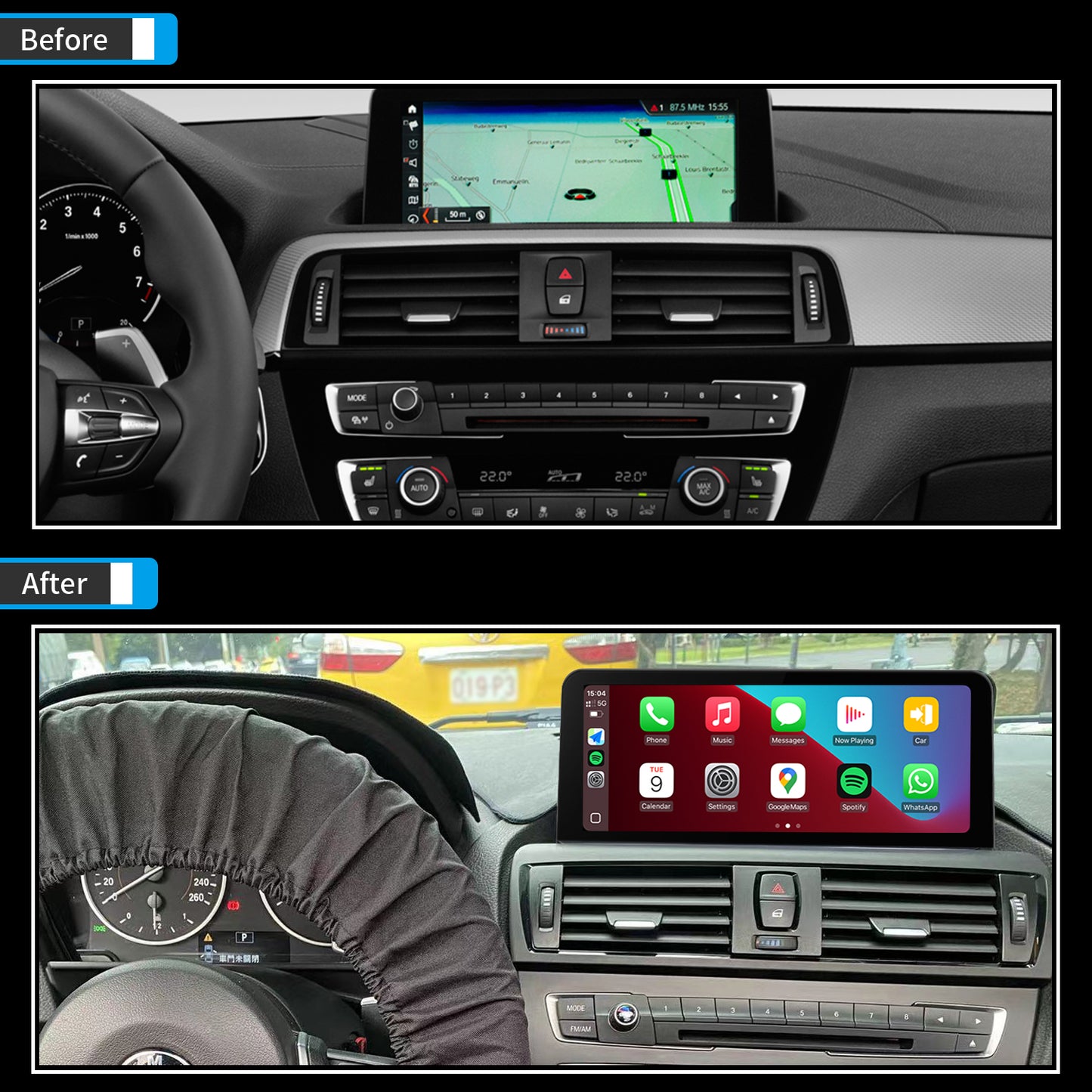 PEMP (5511) for BMW F20 NBT EVO Android 13 10.25" 1920x720 Screen, Qualcomm 8core CarPlay Android Auto Monitor, for BMW 1 Series (2017-2019) NBT EVO ID6