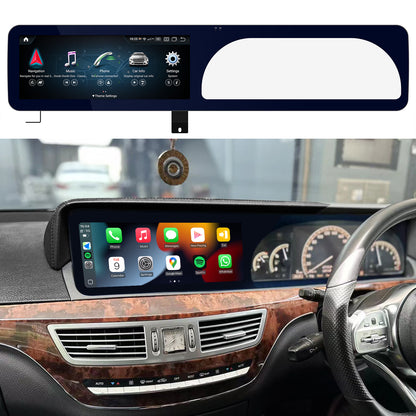 PEMP (7121) Dual Screen Style W221 W216 CarPlay Android Auto 12.3" Android 13 8+128 GB Display for Mercedes S CL Class NTG 3.0 3.5 (2006-2013) With a AHD Reverse Camera