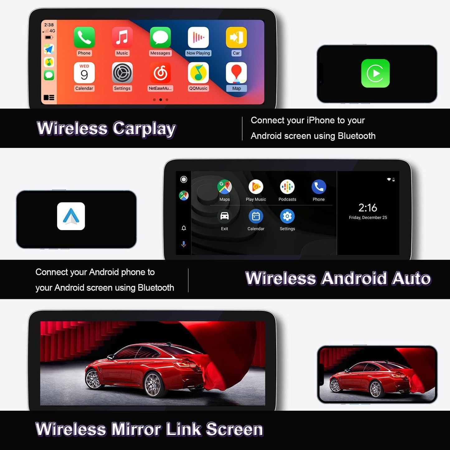 PEMP (7102)W204 Android 13 12.3" HD Touch Display Screen 4+64G, Support Carplay, Android Auto, Mirror Link, for Mercedes Benz 2008-2011 C Class NTG4.0 Car Screen