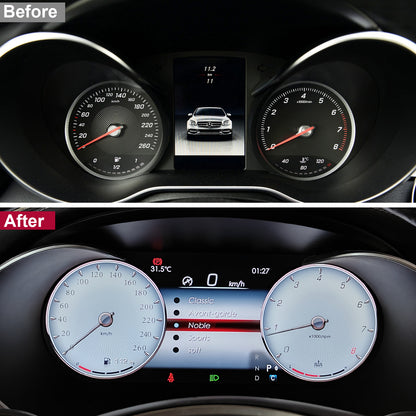 PEMP (0118) Digital LCD Dashboard, Multiple UI Options for Mercedes C-Class W205 (2015-2018) GLC X253 (2015-2019) Digital Cluster