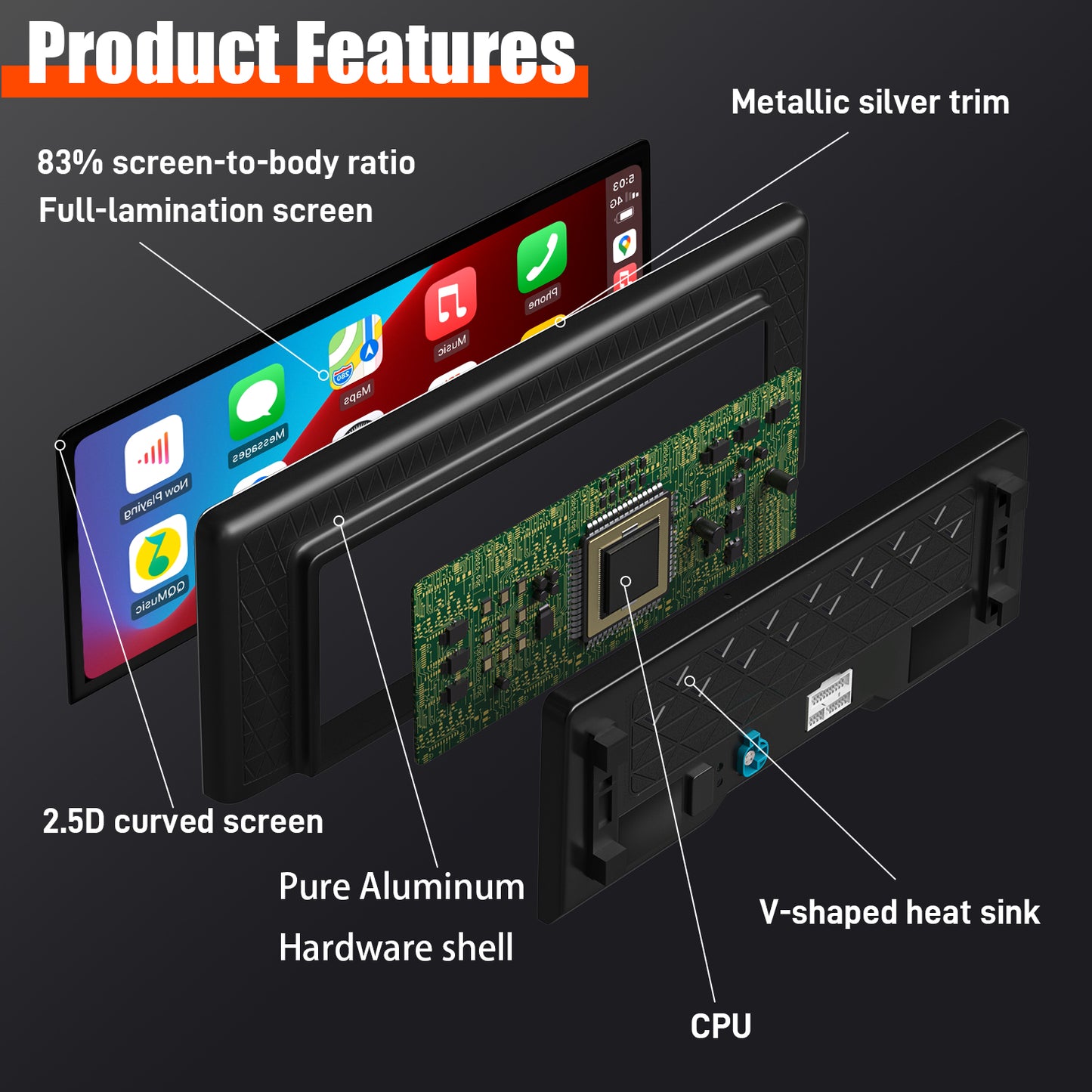 PEMP (9657) Ultra-Thin 12.3" Linux Screen, for BMW 7 Series F01 F02 CIC Android 13 Wireless and Wired CarPlay Android Auto Calls Using The OEM Bluetooth.