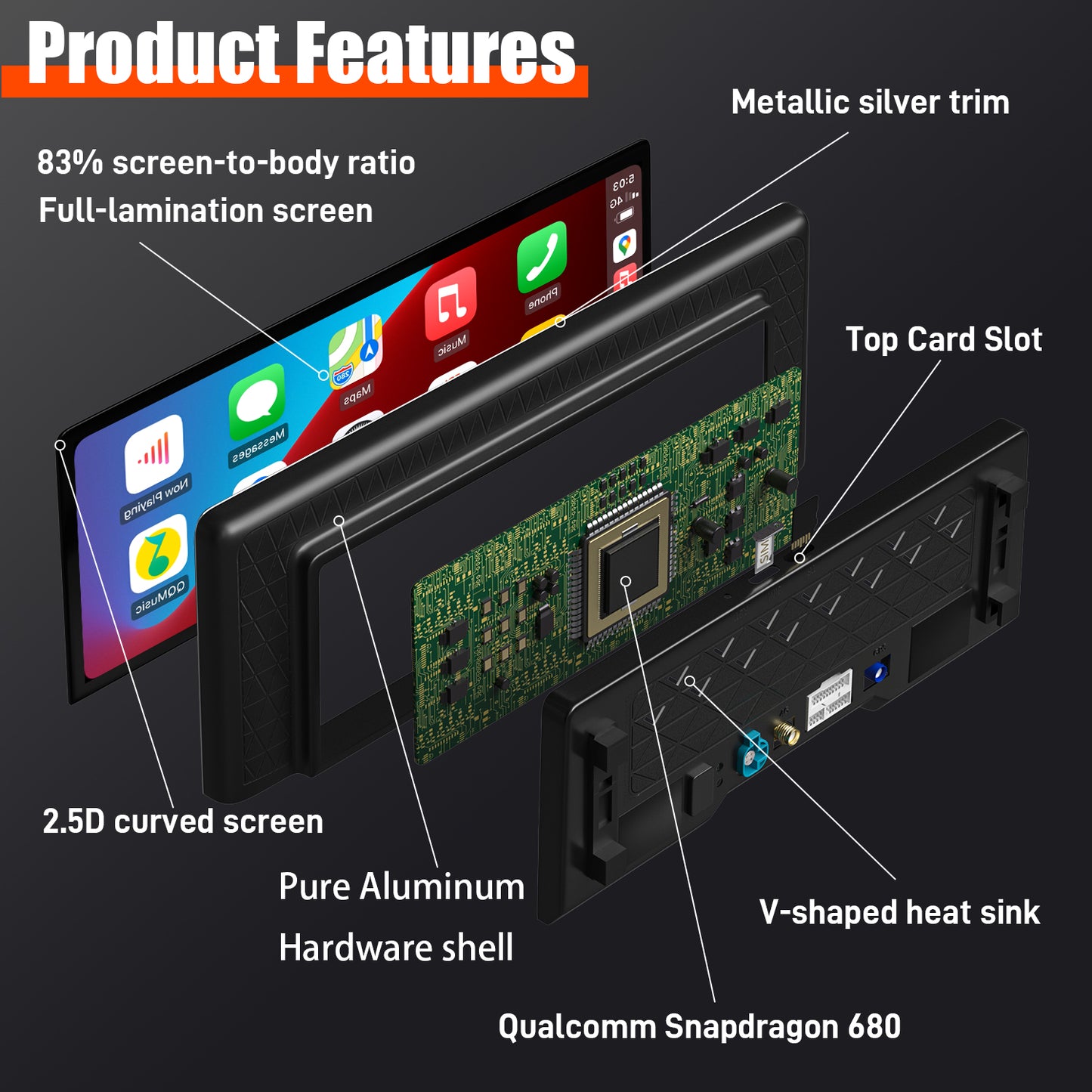 PEMP (9657) Ultra-Thin 12.3" Linux Screen, for BMW 7 Series F01 F02 CIC Android 13 Wireless and Wired CarPlay Android Auto Calls Using The OEM Bluetooth.