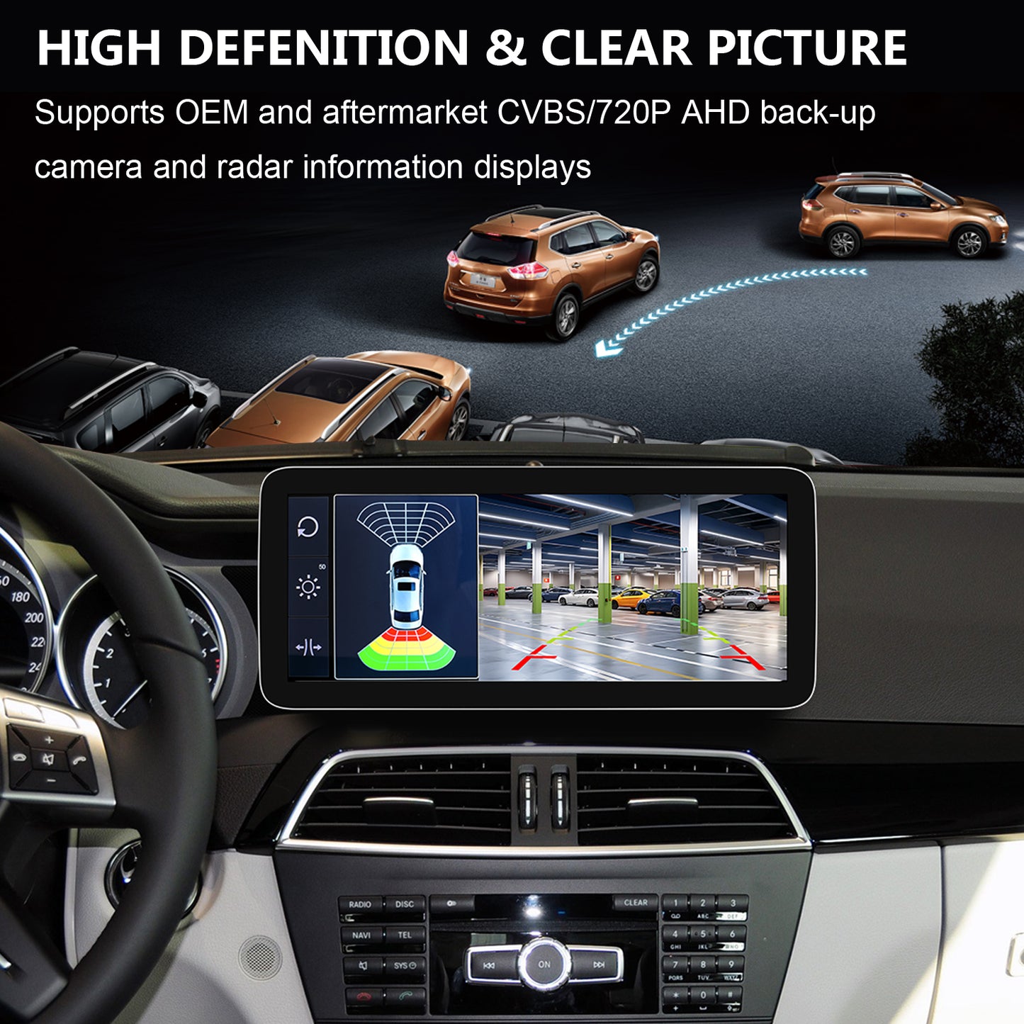 PEMP (7L12) 12.3" 1920 x 720 Linux Car Radio Multimedia Screen Support Carplay Android Auto Mirror Link for Mercedes Benz 2012-2015 C Class W204 NTG4.5 System