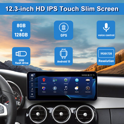 PEMP (S618) W205 X253 X156 C117 W463 W176 Ultra-Thin Android 13 12.3" Screen Car Radio Screen Snapdragon 685 8-core CPU for Mercedes-Benz 2016-2019 NTG5.0 C GLC GLA  X CLA G A Class