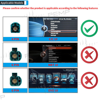 PEMP (5236) for BMW 6 Series CIC F06 F12 Android Screen, Android 13 Qualcomm 8-core 8GB+128GB Apple CarPlay Android Auto Display (2009-2012) CIC