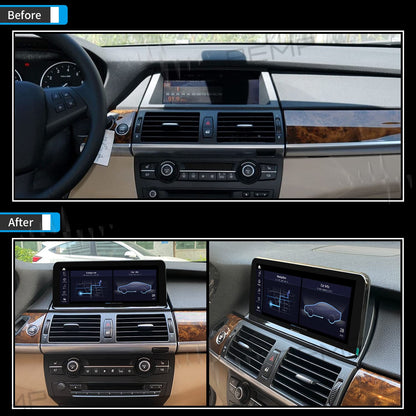 PEMP (5215) Blue Anti-Glare Vertical Screen for BMW X5 X6 E70 E71 CCC Android 13 CarPlay Android auto, Snapdragon 662 8-core 10.25” HD Screen.