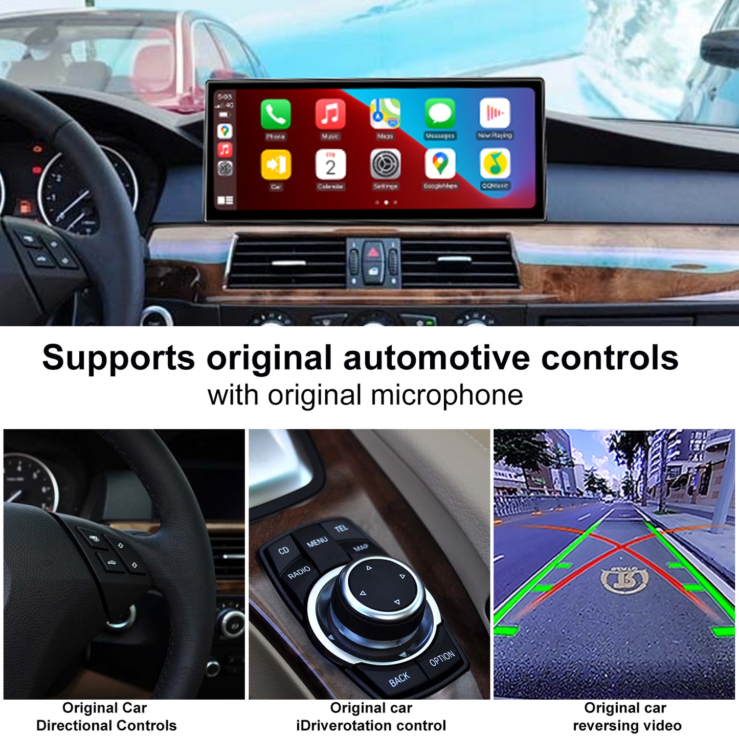 PEMP (5633) Ultra-Thin 12.3" Qualcomm Snapdragon 680 8 Cores Android Screen, for BMW 5 Series E60 E61 CIC Android 13 Wireless and Wired CarPlay Android Auto Calls Using The OEM Microphone Monitor