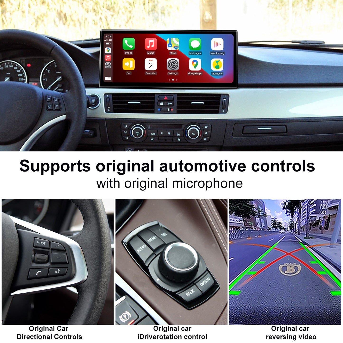 PEMP (5623) Ultra-Thin 12.3" Qualcomm Snapdragon 680 8 Cores Android Screen, for BMW E90 CIC Android 13 Wireless and Wired CarPlay Android Auto Calls Using The OEM Microphone Monitor