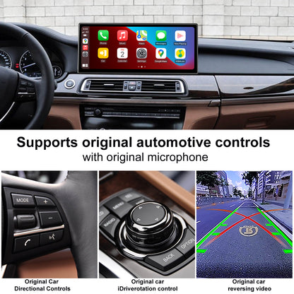 PEMP (9657) Ultra-Thin 12.3" Linux Screen, for BMW 7 Series F01 F02 CIC Android 13 Wireless and Wired CarPlay Android Auto Calls Using The OEM Bluetooth.