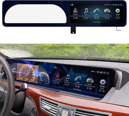 PEMP (7121) Dual Screen Style W221 W216 CarPlay Android Auto 12.3" Android 13 8+128 GB Display for Mercedes S CL Class NTG 3.0 3.5 (2006-2013) With a AHD Reverse Camera