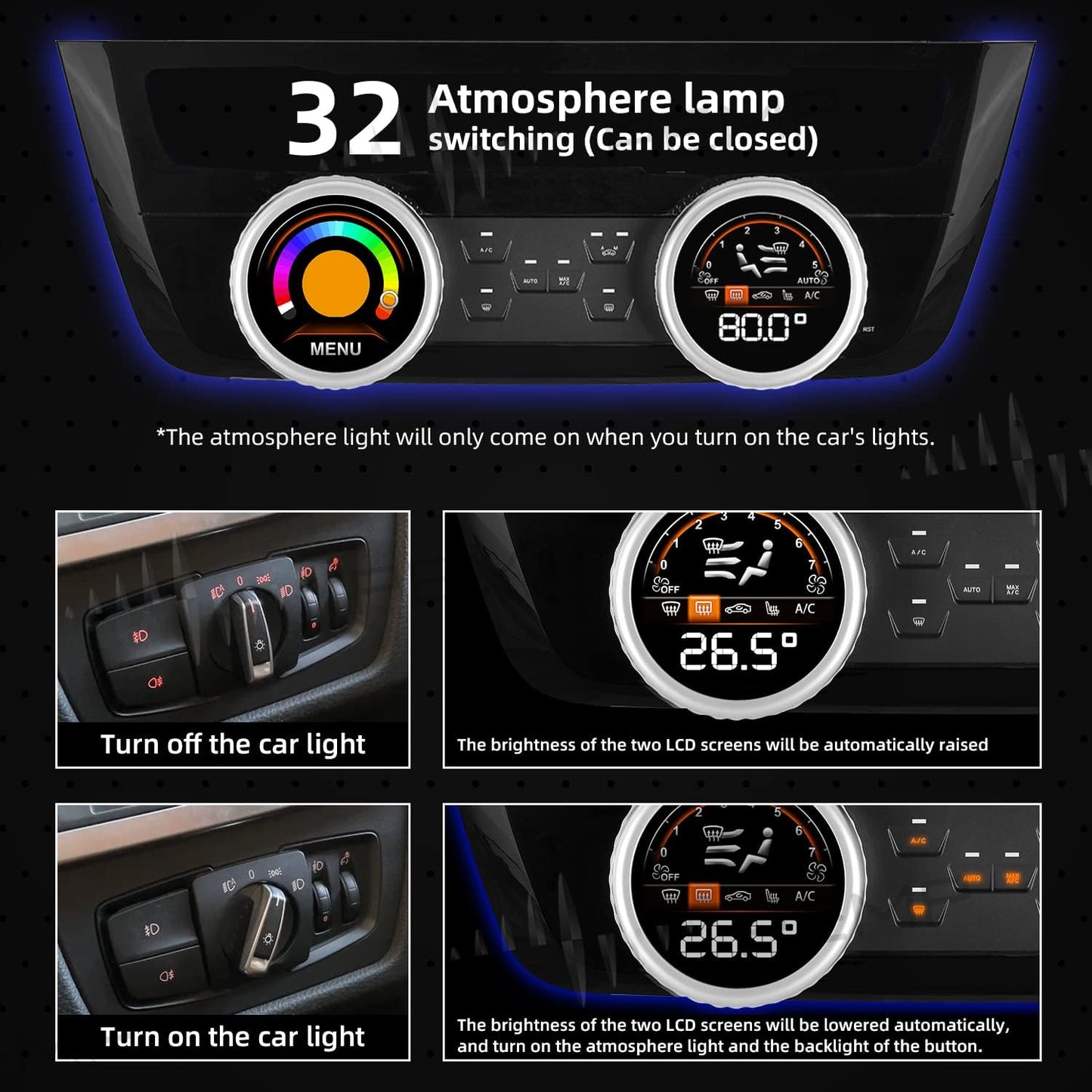 PEMP (6613) A/C Climate Heat Controller LCD Touch Panel Interior Accessories For BMW F30 (2012-2019)